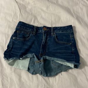 American Eagle Outfitters high rise denim jean shorts.